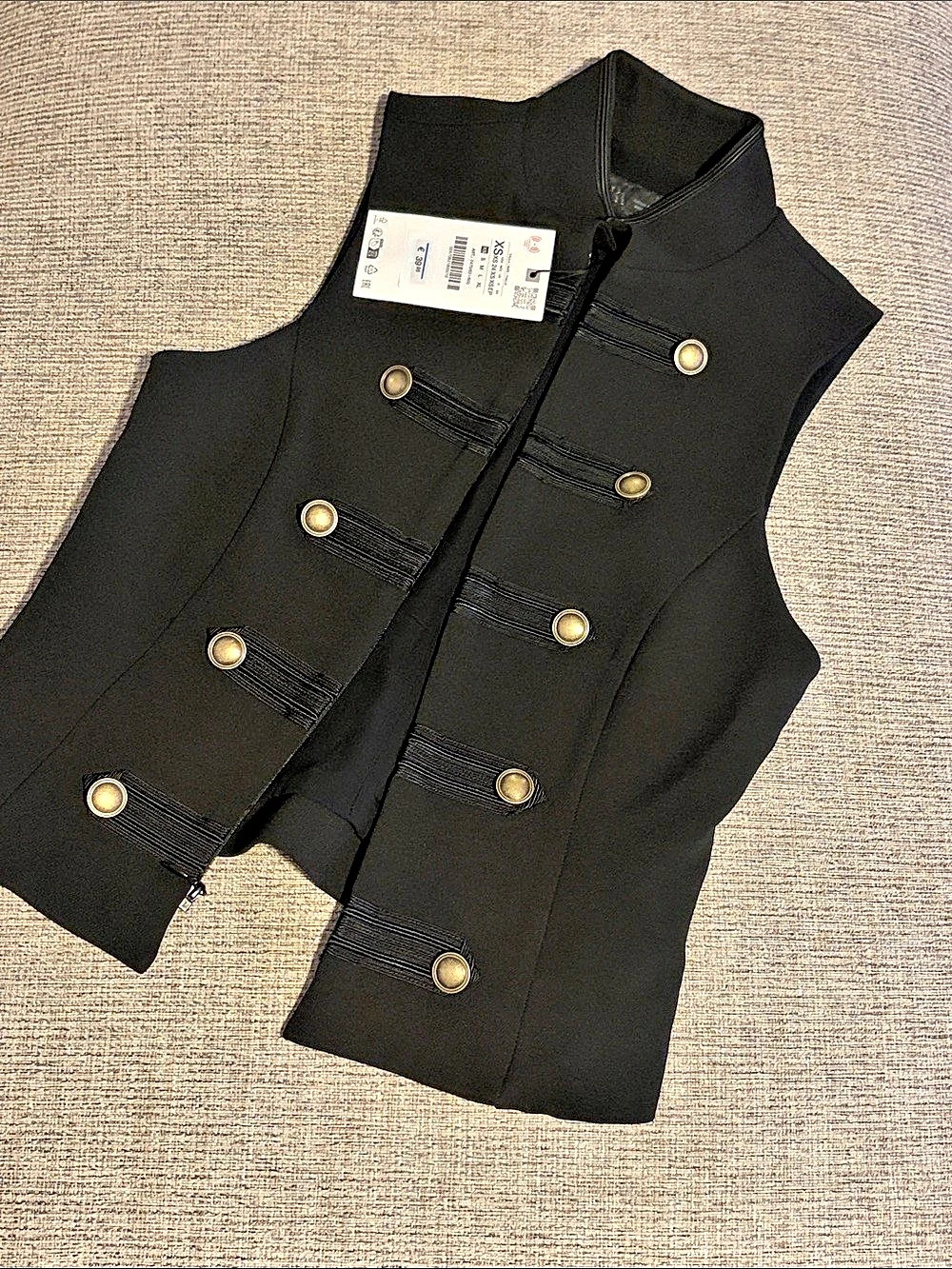 Zara Frog Fastening Vest Black